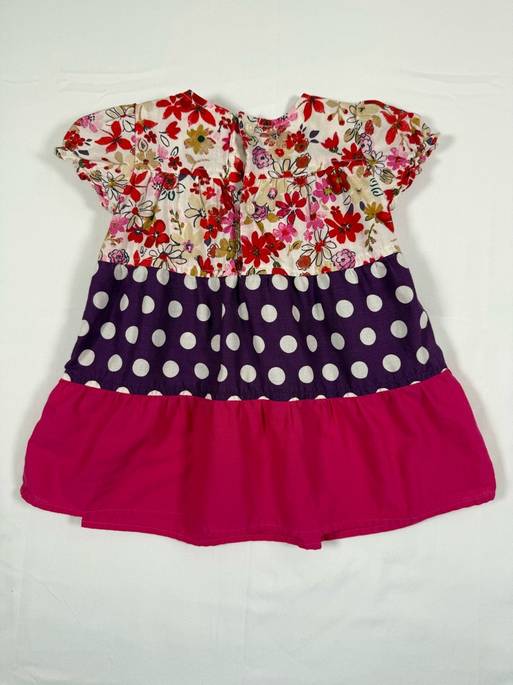 PLACE Girls Floral Polka‎ Dot Bow Dress 0-3m Cottagecore Boutique Retro Coquette - Picture 6 of 11